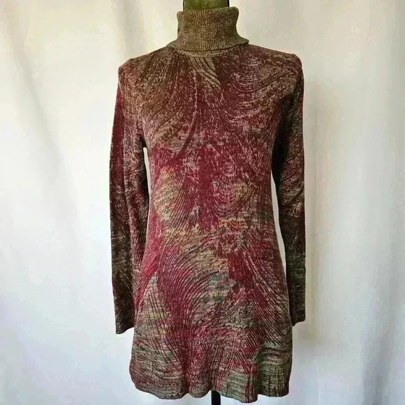 ✨Like New✨ Soft Surroundings Abstract Split Hem Turtleneck, Multicolor, Size XS - Picture 6 of 10